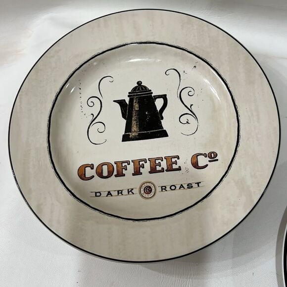 Sakura Coffee Break Plates set 4 Paris Cafe New York Caffe Expresso 8 In Round - Picture 6 of 11